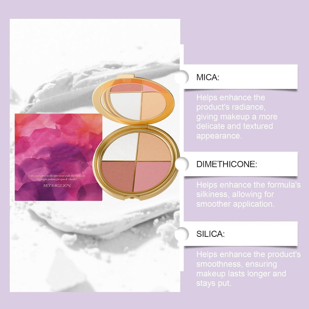 Lmoy Eye & Cheek Palette – 4-in-1 Eyeshadow & Highlighter with Detachable Brush