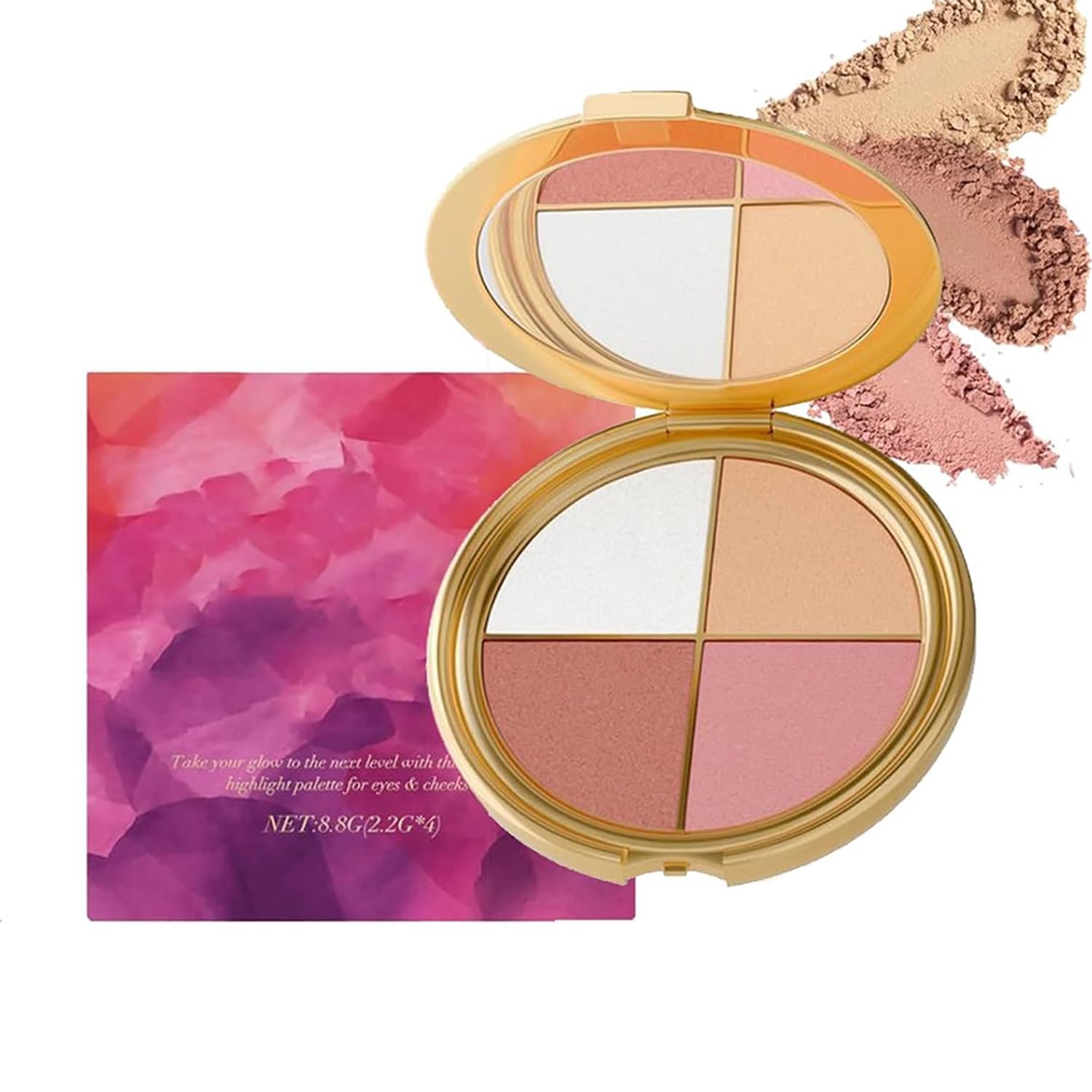 Lmoy Eye & Cheek Palette – 4-in-1 Eyeshadow & Highlighter with Detachable Brush