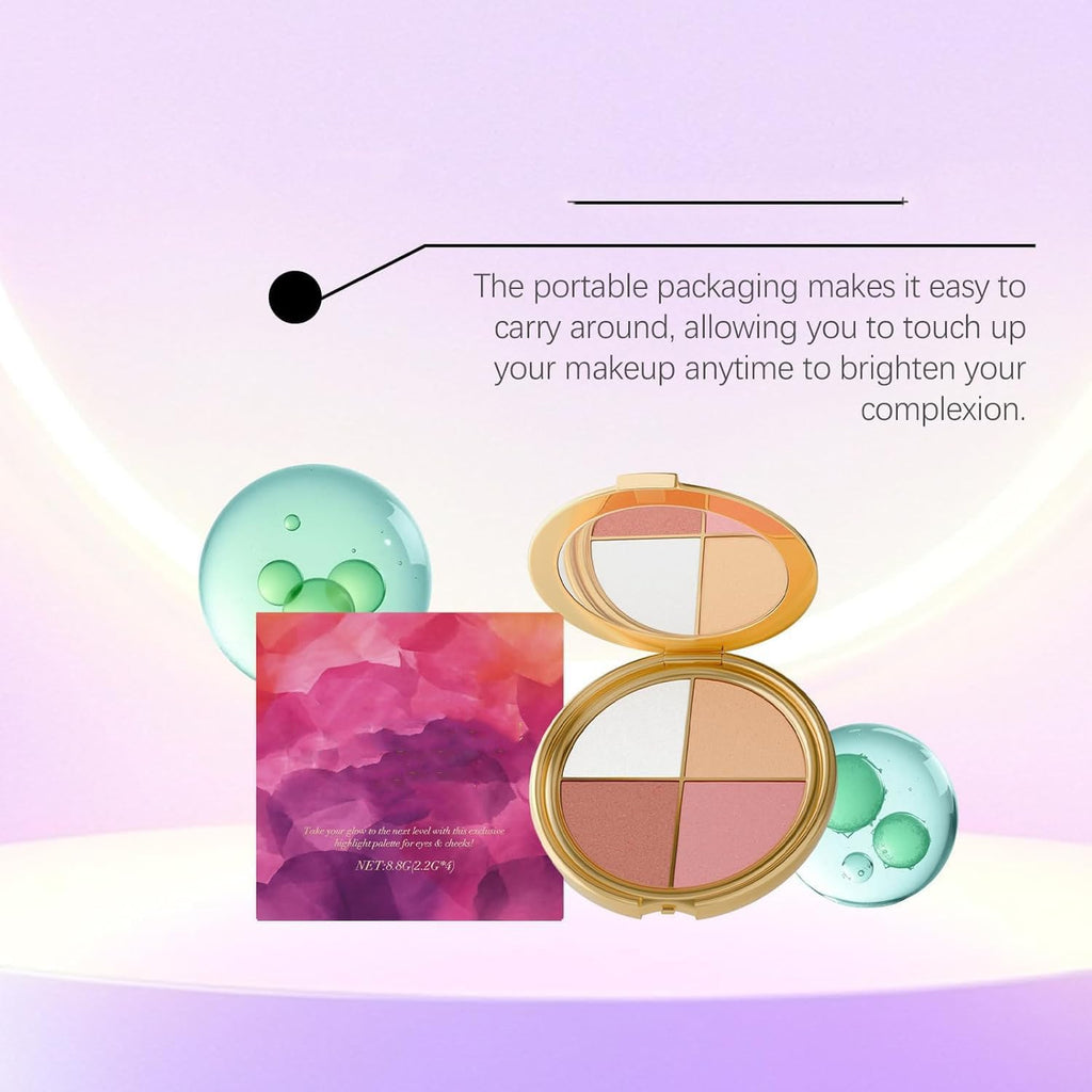 Lmoy Eye & Cheek Palette – 4-in-1 Eyeshadow & Highlighter with Detachable Brush