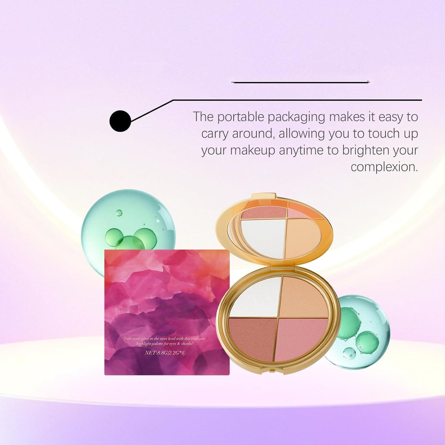 Lmoy Eye & Cheek Palette – 4-in-1 Eyeshadow & Highlighter with Detachable Brush
