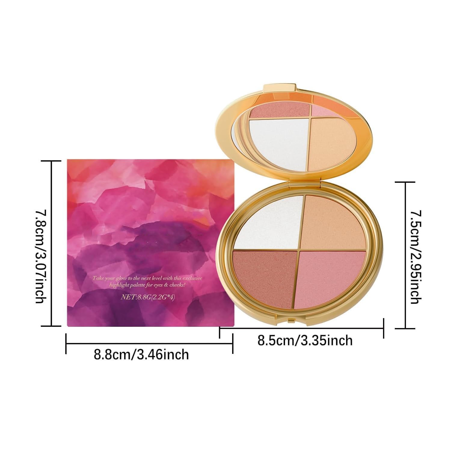 Lmoy Eye & Cheek Palette – 4-in-1 Eyeshadow & Highlighter with Detachable Brush