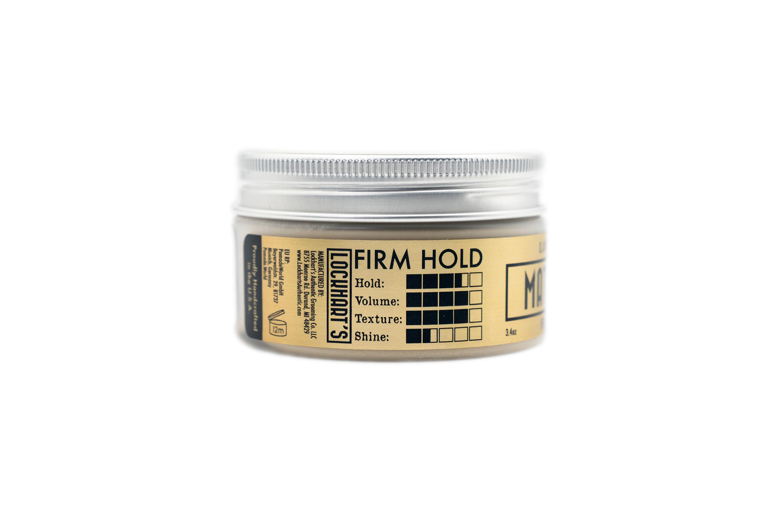 Lockhart’s Premium Matte Clay – Medium Hold, Natural Matte Finish (3.4oz)