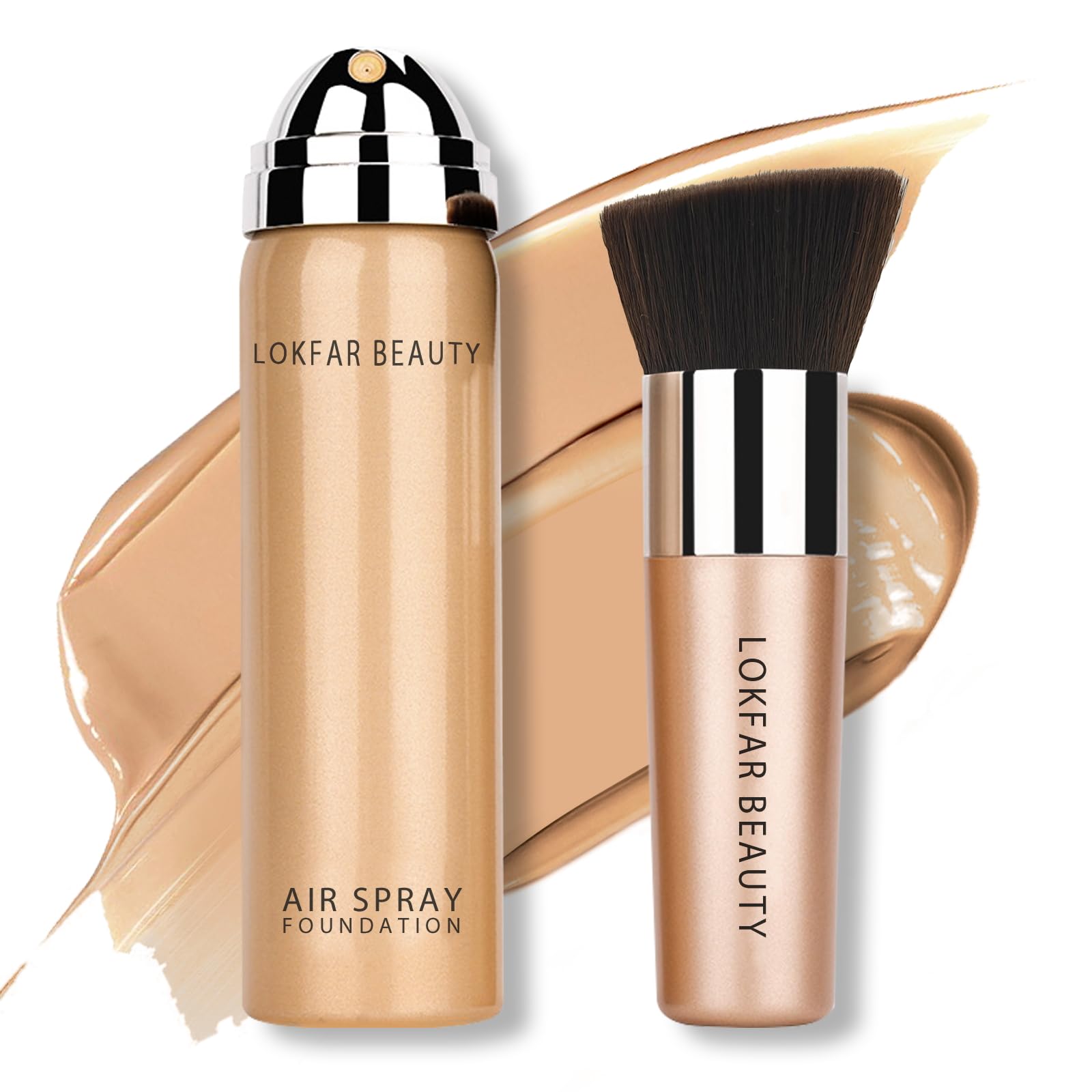LOKFAR AirBrush Foundation Spray – Silky Mist, Full Coverage Hydrating Foundation | Buff Beige #04