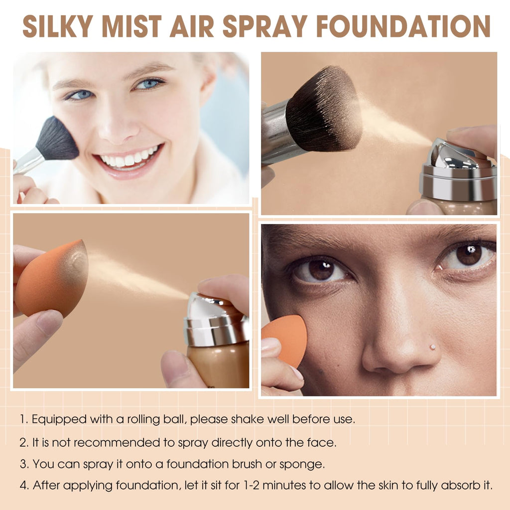 LOKFAR AirBrush Foundation Spray – Silky Mist, Full Coverage, Hydrating | Shade #05 Sand