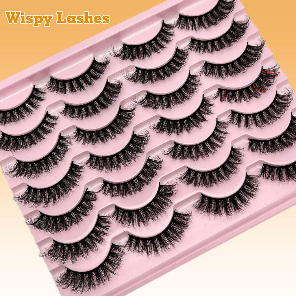loladook False Lashes – Natural Look Wispy Short 16mm D-Curl, 14 Pairs