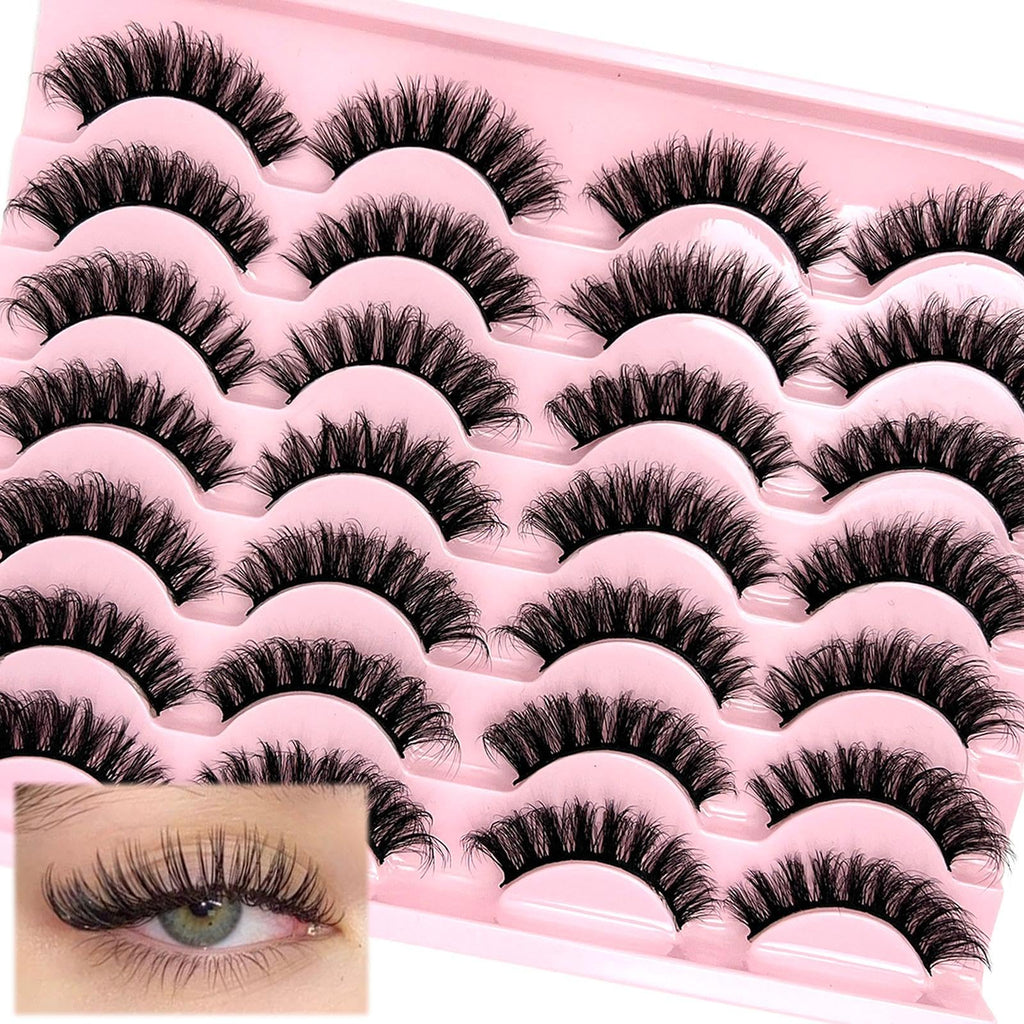 loladook False Lashes – Natural Look Wispy Short 16mm D-Curl, 14 Pairs