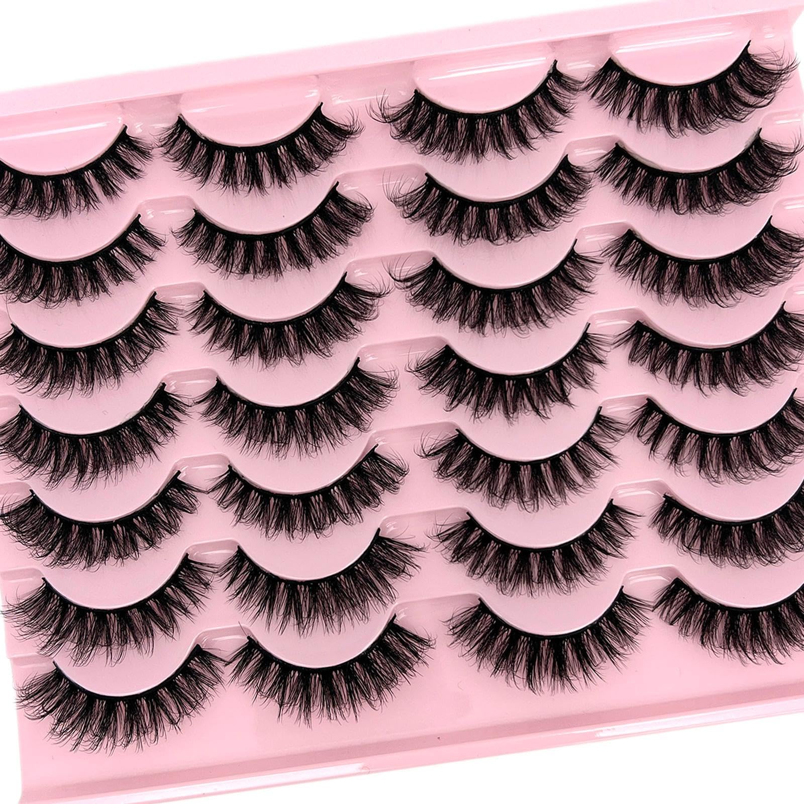 loladook False Lashes – Natural Look Wispy Short 16mm D-Curl, 14 Pairs