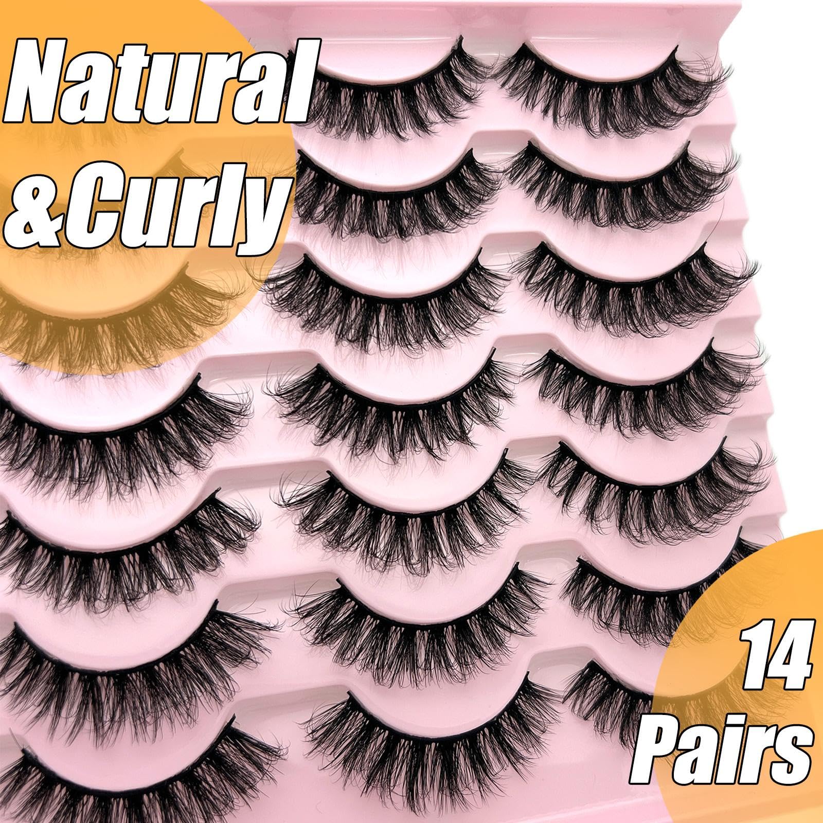 loladook False Lashes – Natural Look Wispy Short 16mm D-Curl, 14 Pairs