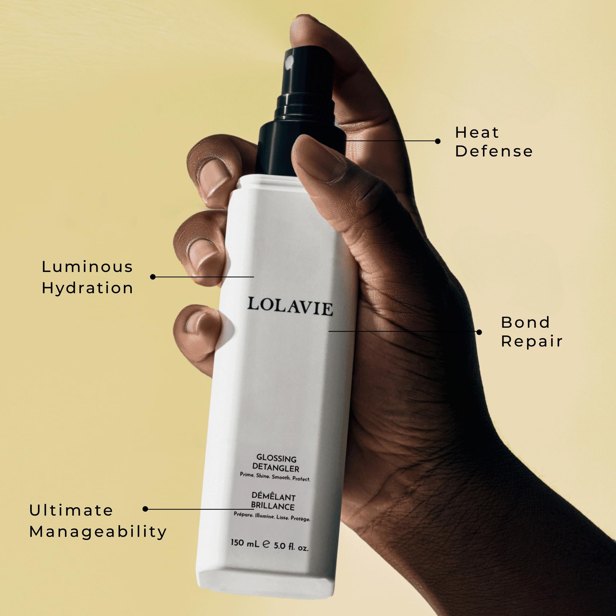 LolaVie Glossing Detangler 5 oz – 15x Softer, Smoother Hair | 450°F Heat Protectant | Color Safe