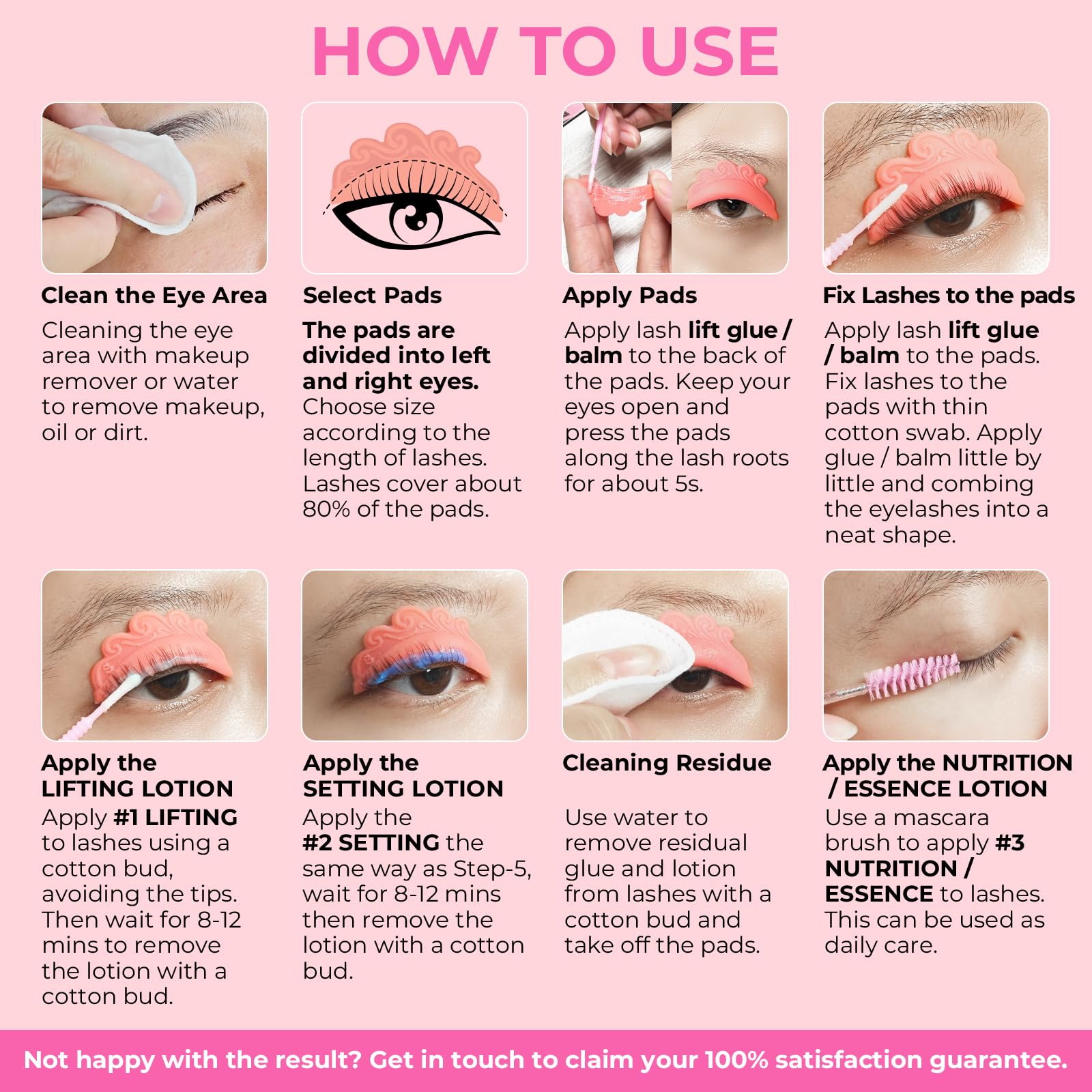 Lomansa Lash Lift Kit for Beginners – At-Home Eyelash Perm with Open Eye Self-Lift Pads