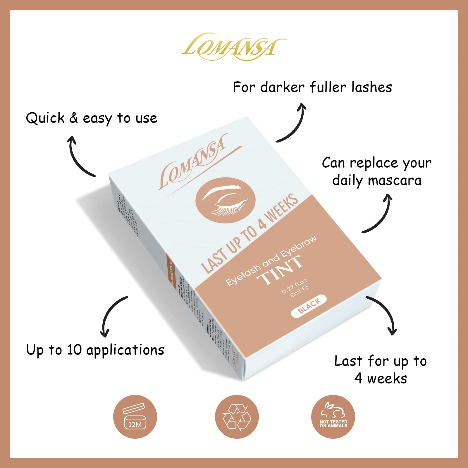 Lomansa Lash Tint Kit — Instant Lash & Brow Tint, Natural Look, Up to 4 Weeks, At-Home Salon Quality