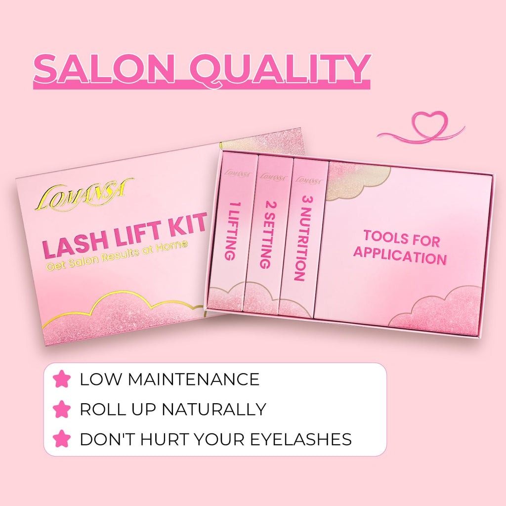 Lomansa Lash Lift Kit for Beginners — At-Home DIY Eyelash Perm with Open Eye Pads