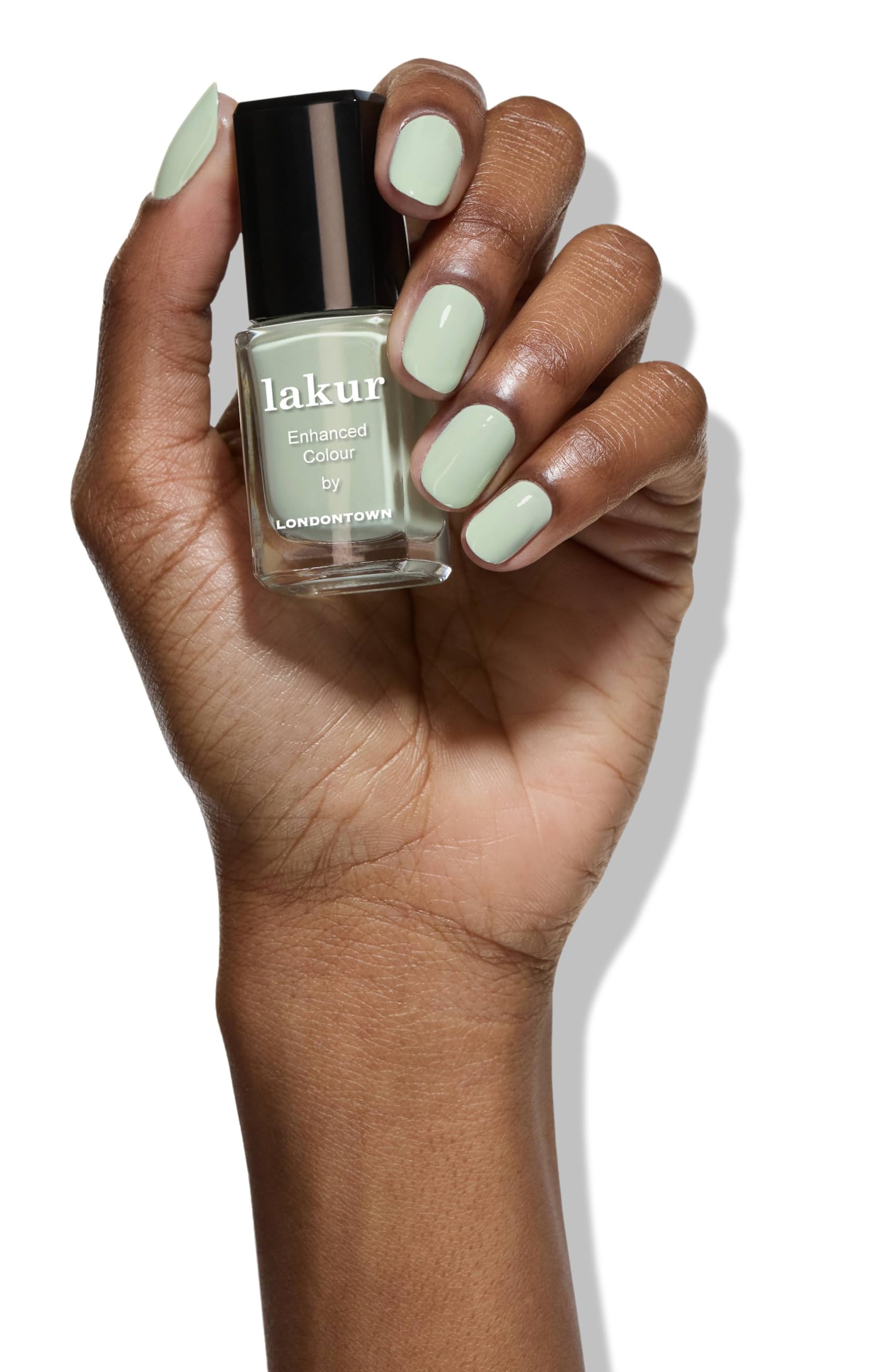 LONDONTOWN lakur Nail Polish – Chip-Resistant, Non-Toxic Formula that Conditions & Hydrates Nails | Glossy White Sage Green, Lichen, 0.40 fl oz