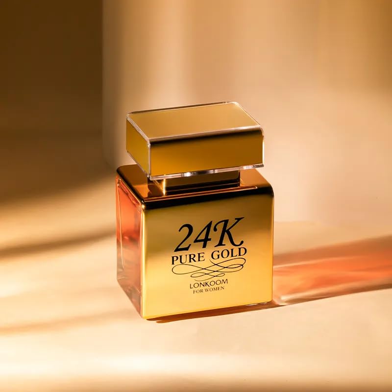 Lonkoom 24K Pure Gold Perfume for Women – Long-Lasting Praline Vanilla EDP, 3.4 fl oz