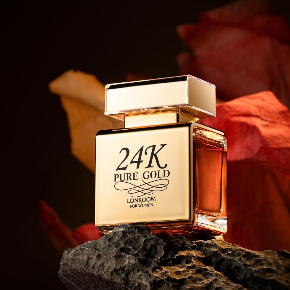 Lonkoom 24K Pure Gold Perfume for Women – Long-Lasting Praline Vanilla EDP, 3.4 fl oz