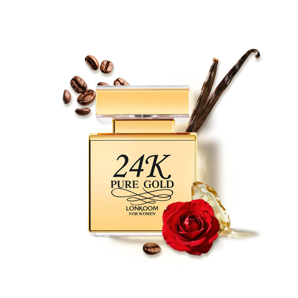 Lonkoom 24K Pure Gold Perfume for Women – Long-Lasting Praline Vanilla EDP, 3.4 fl oz