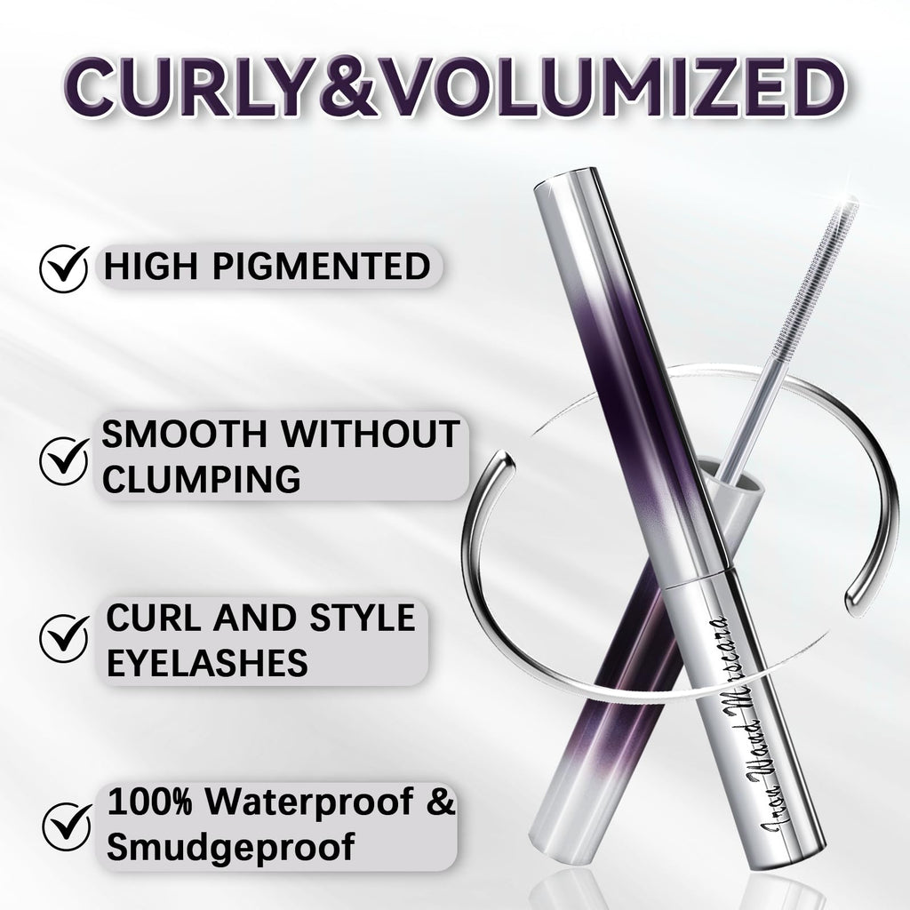 Loobexery 3D Curling Iron Wand Mascara – 2-Pack, Metal, Washable & Smudge-Proof