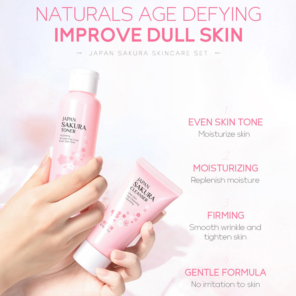 Loobexery 6-Pcs Sakura Skin Care Set – Japan Sakura Beauty Gift Kit for Women