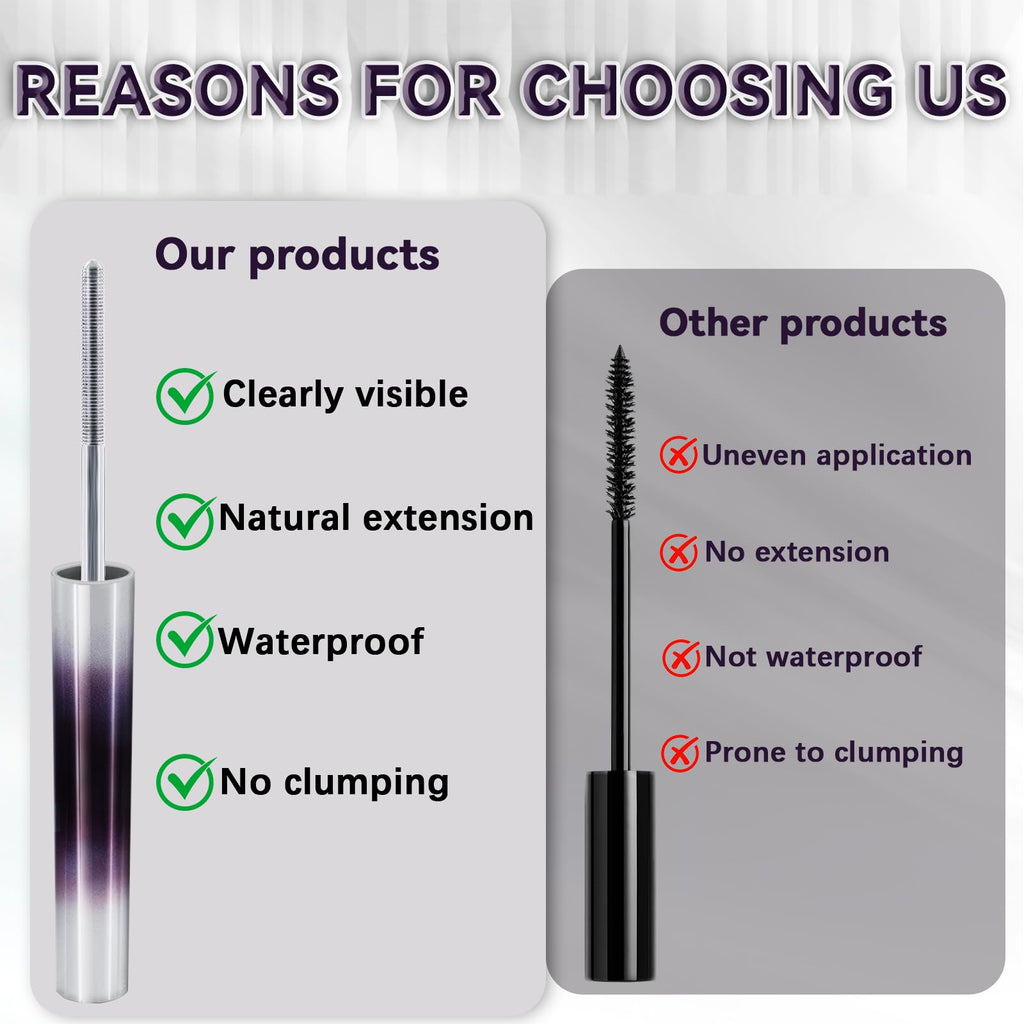 Loobexery 3D Curling Iron Wand Mascara – 2-Pack, Metal, Washable & Smudge-Proof