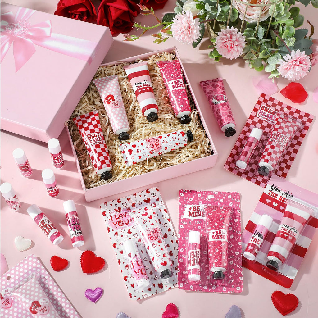 Loopeer 6 Sets Valentines Day Gift Set – Hand Cream & Lip Balm Bulk Gifts