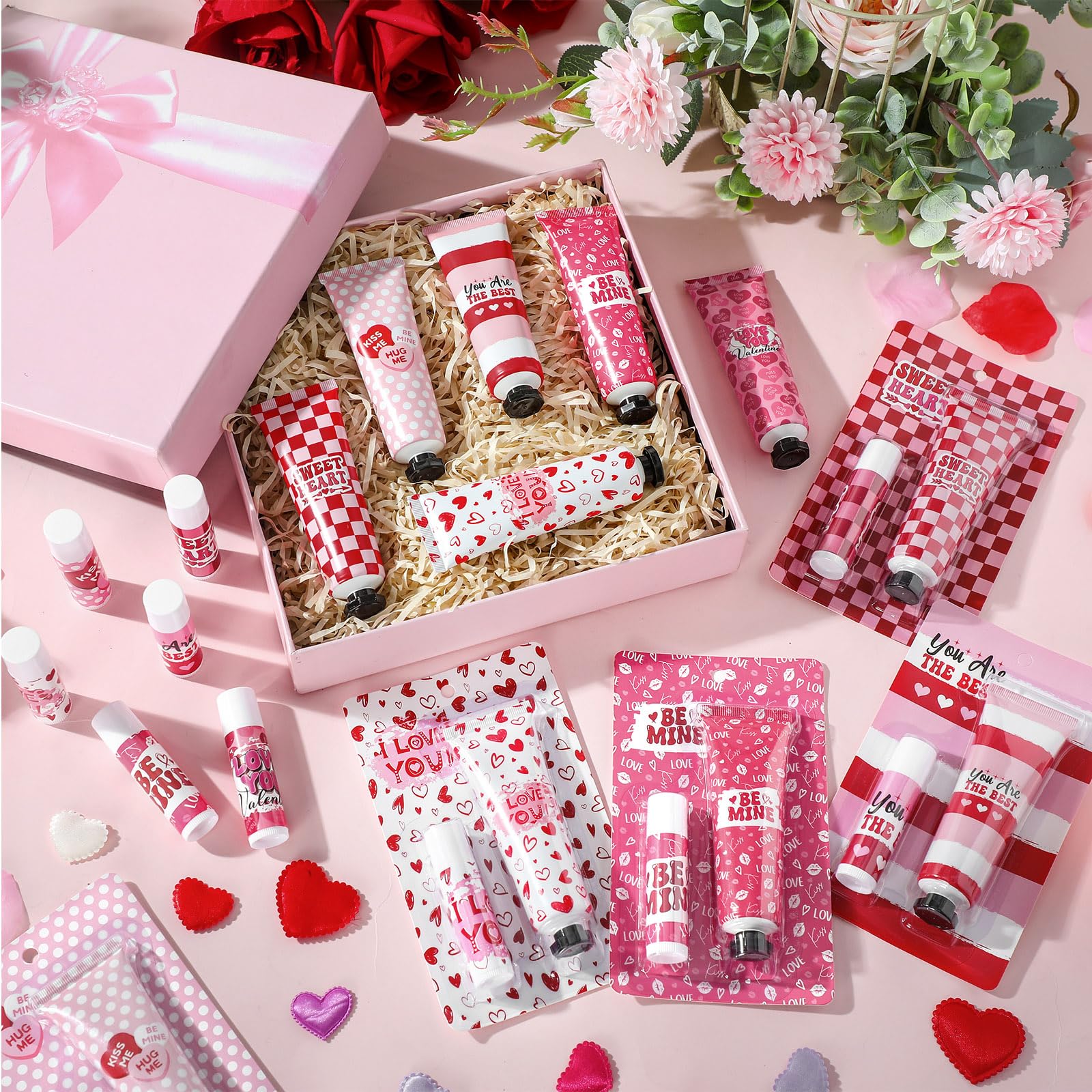 Loopeer 6 Sets Valentines Day Gift Set – Hand Cream & Lip Balm Bulk Gifts