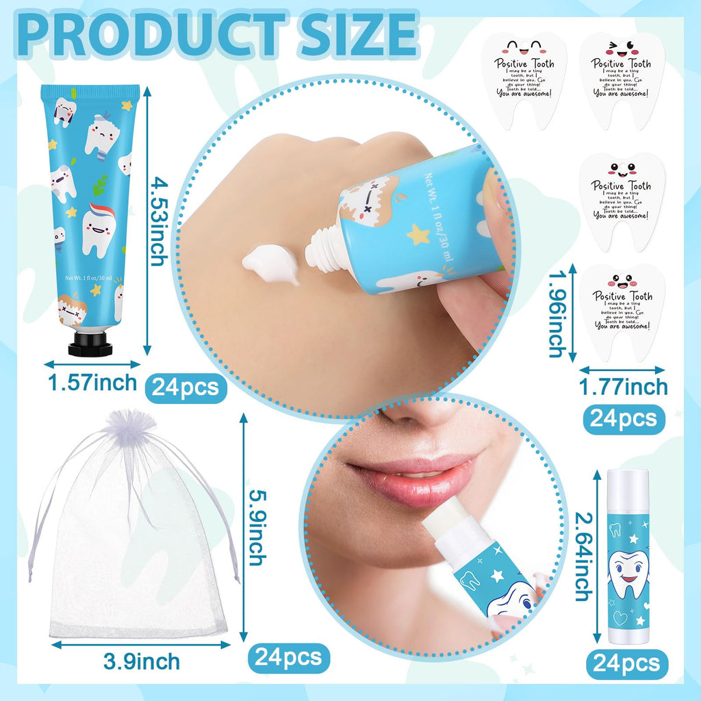 Loopeer 24-Set Dental Hygiene Gift Set — Hand Cream, Lip Balm, Cards & Organza Bags