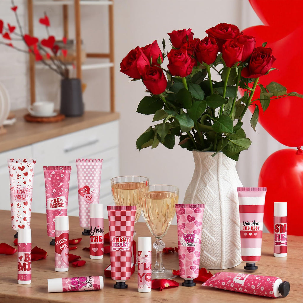 Loopeer 6 Sets Valentines Day Gift Set – Hand Cream & Lip Balm Bulk Gifts