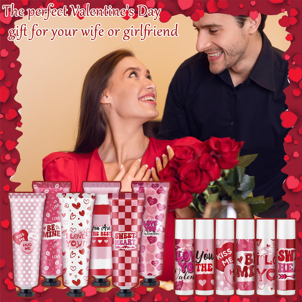Loopeer 6 Sets Valentines Day Gift Set – Hand Cream & Lip Balm Bulk Gifts