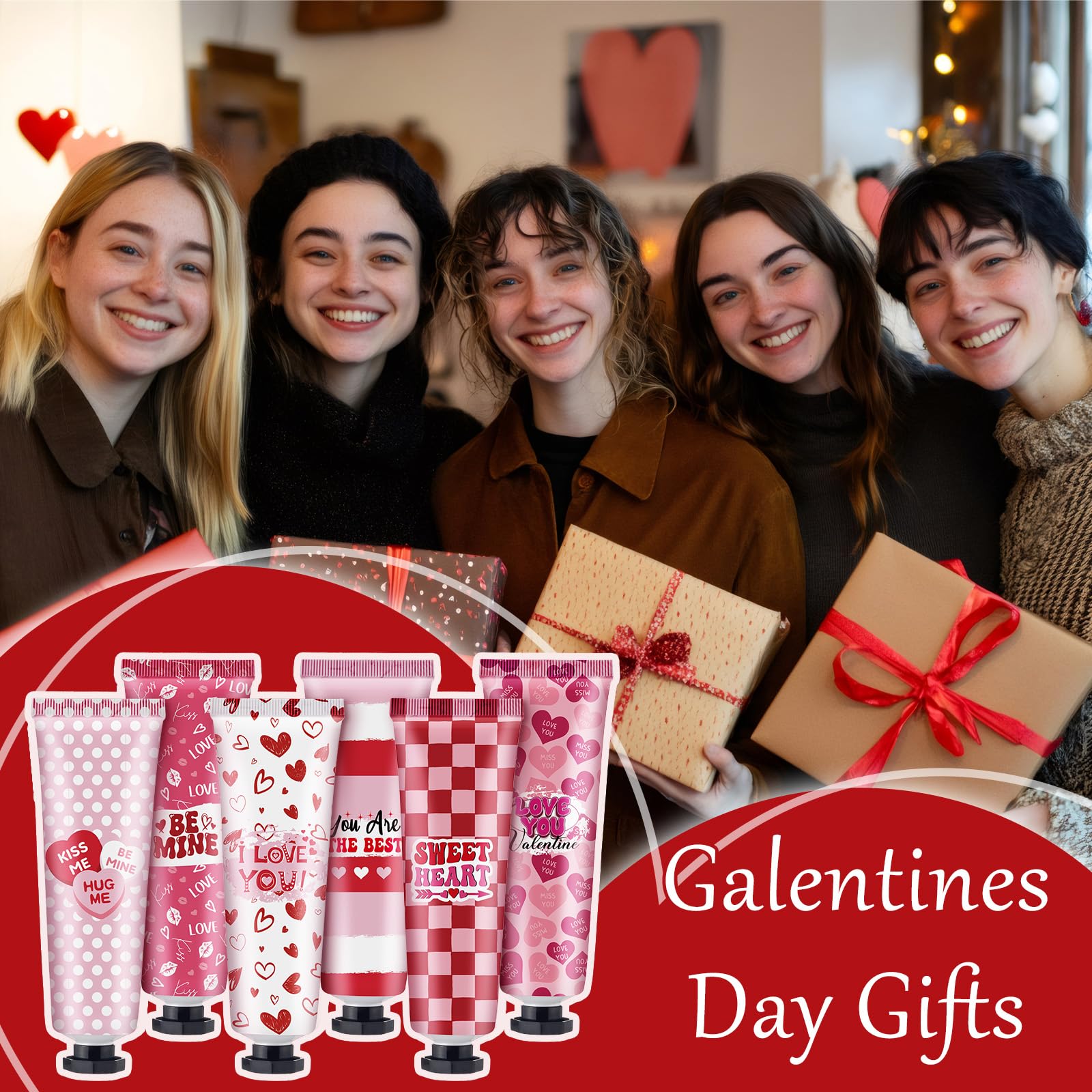 Loopeer 6 Sets Valentines Day Gift Set – Hand Cream & Lip Balm Bulk Gifts