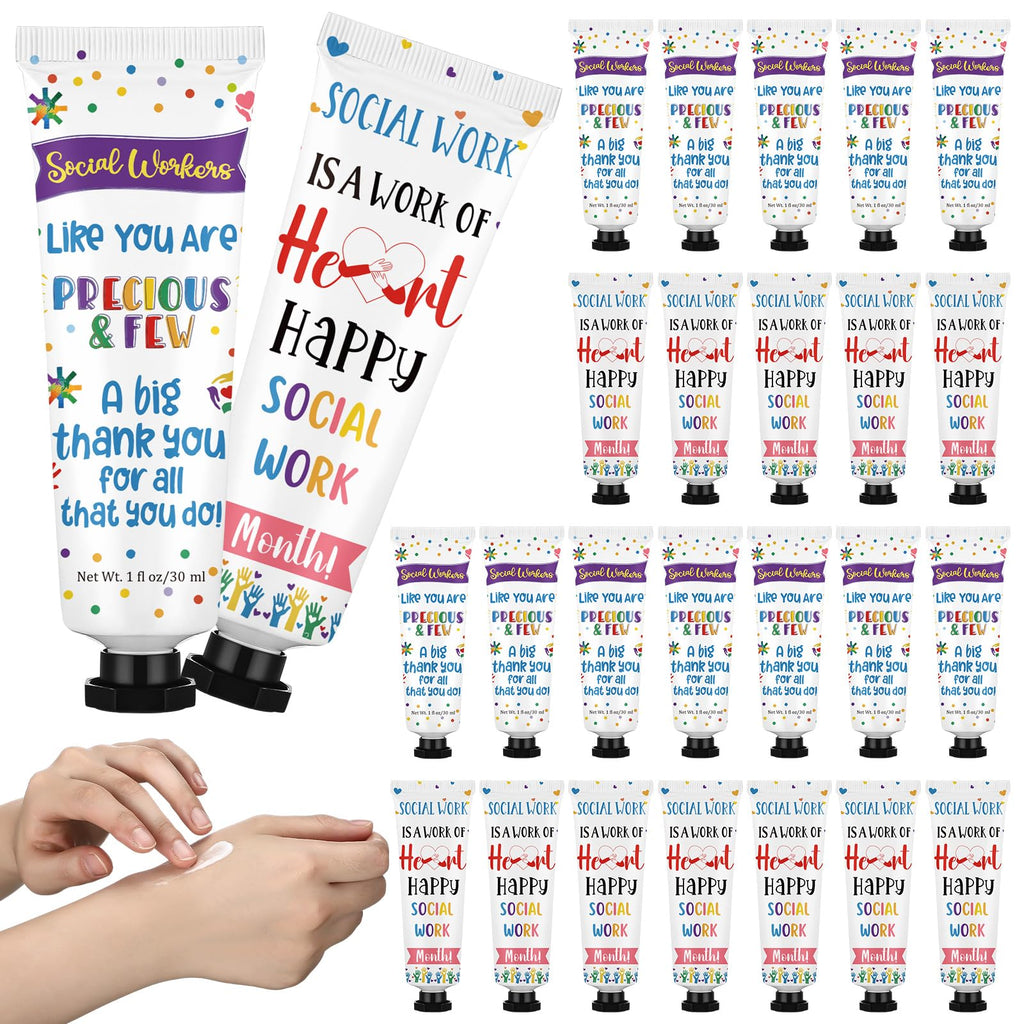 Loopeer 24 Pcs Social Worker Appreciation Hand Cream Set – 30ml Travel Size, Dual-Sided Design