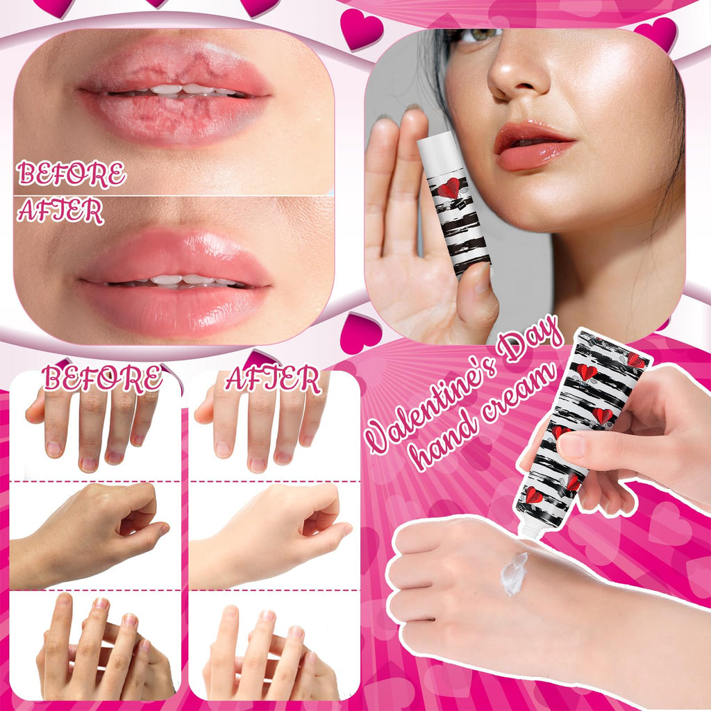 Loopeer 24-Set Valentine's Day Hand Cream & Lip Balm Bulk Gifts — Galentine's Day & Wedding Favors (30 ml)