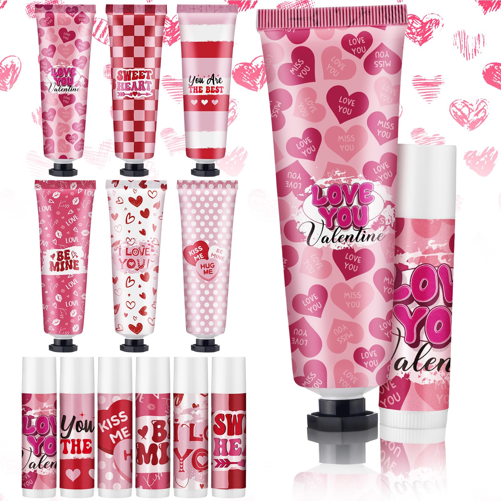 Loopeer 6 Sets Valentines Day Gift Set – Hand Cream & Lip Balm Bulk Gifts