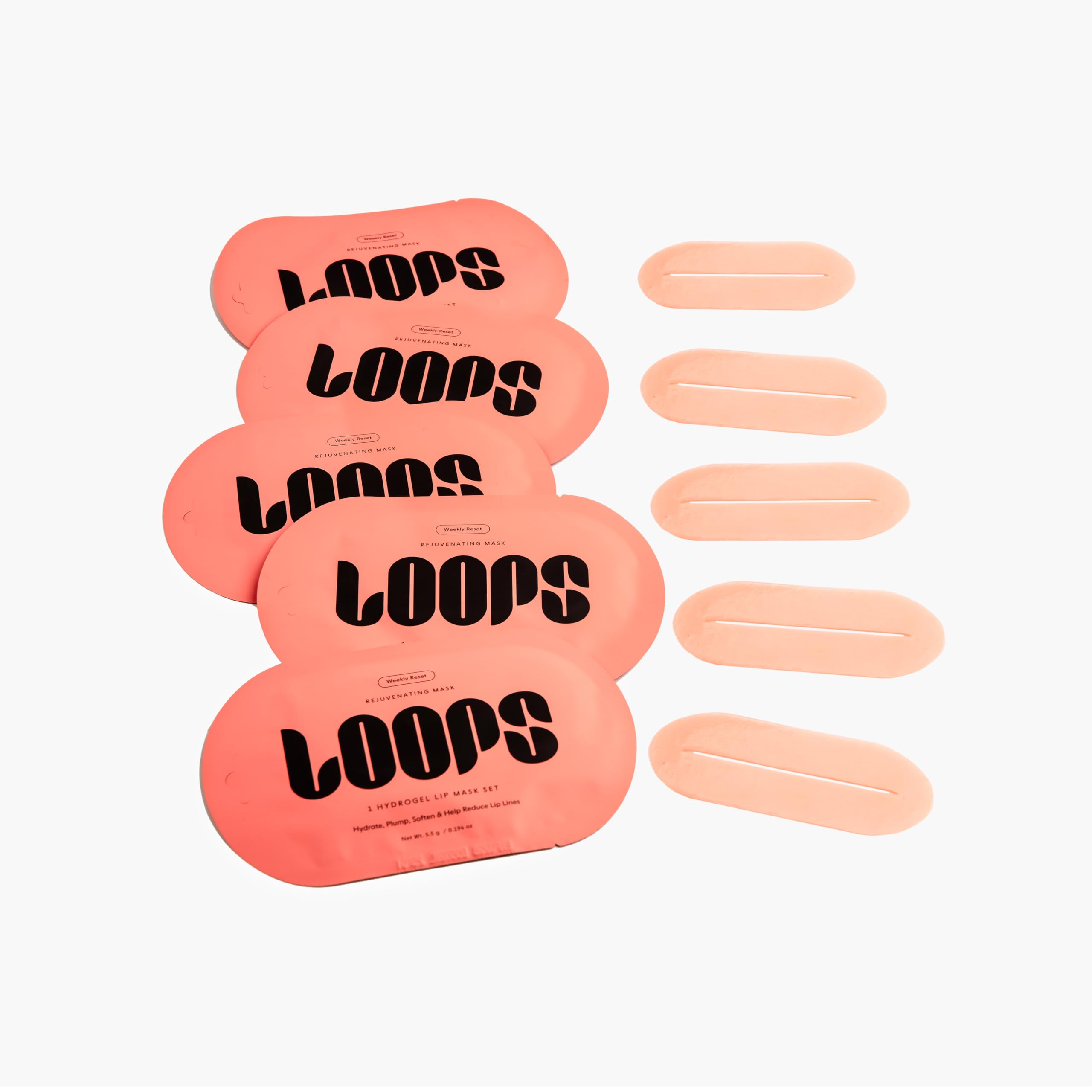 LOOPS Weekly Reset Hydrogel Lip Mask – Deep Hydration & Smooth, Plump Lips (5 Pc)