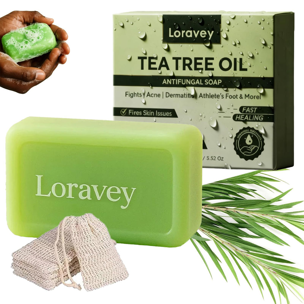 Loravey Antifungal Relief Soap Bar – Tea Tree & Green Tea, 100g