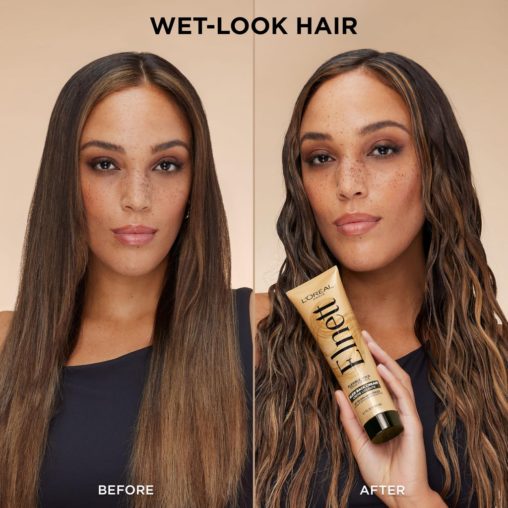 L'Oreal Paris Elnett Slick Back Styling Cream – 24HR Brushable Hold, Frizz Control & Shine
