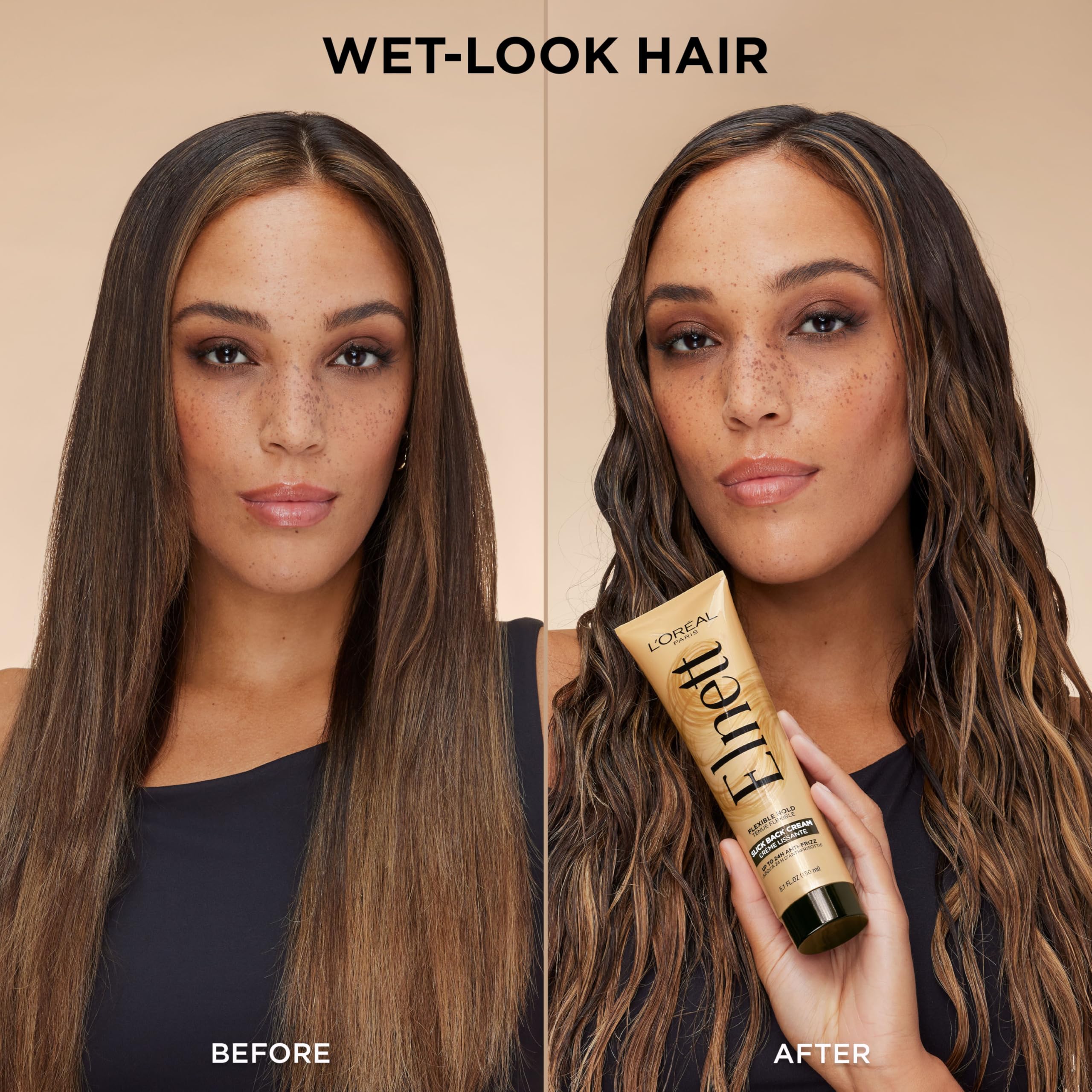L'Oreal Paris Elnett Slick Back Styling Cream – 24HR Brushable Hold, Frizz Control & Shine
