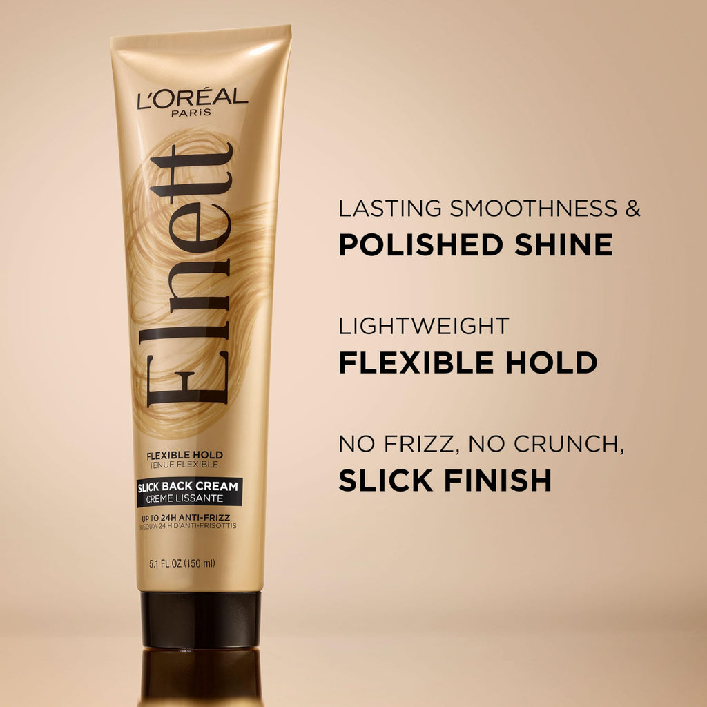L'Oreal Paris Elnett Slick Back Styling Cream – 24HR Brushable Hold, Frizz Control & Shine