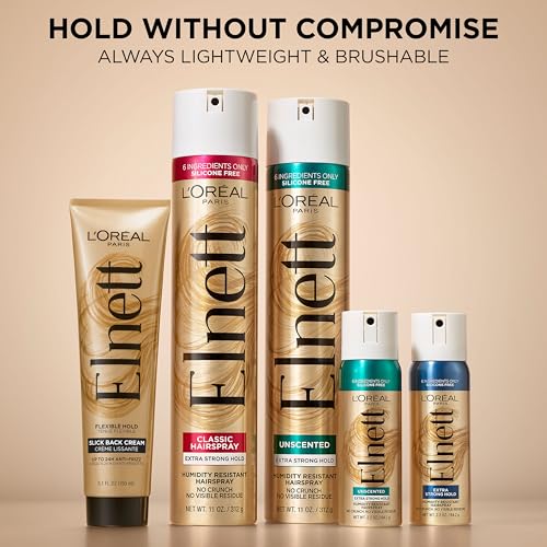 L'Oreal Paris Elnett Slick Back Styling Cream – 24HR Brushable Hold, Frizz Control & Shine