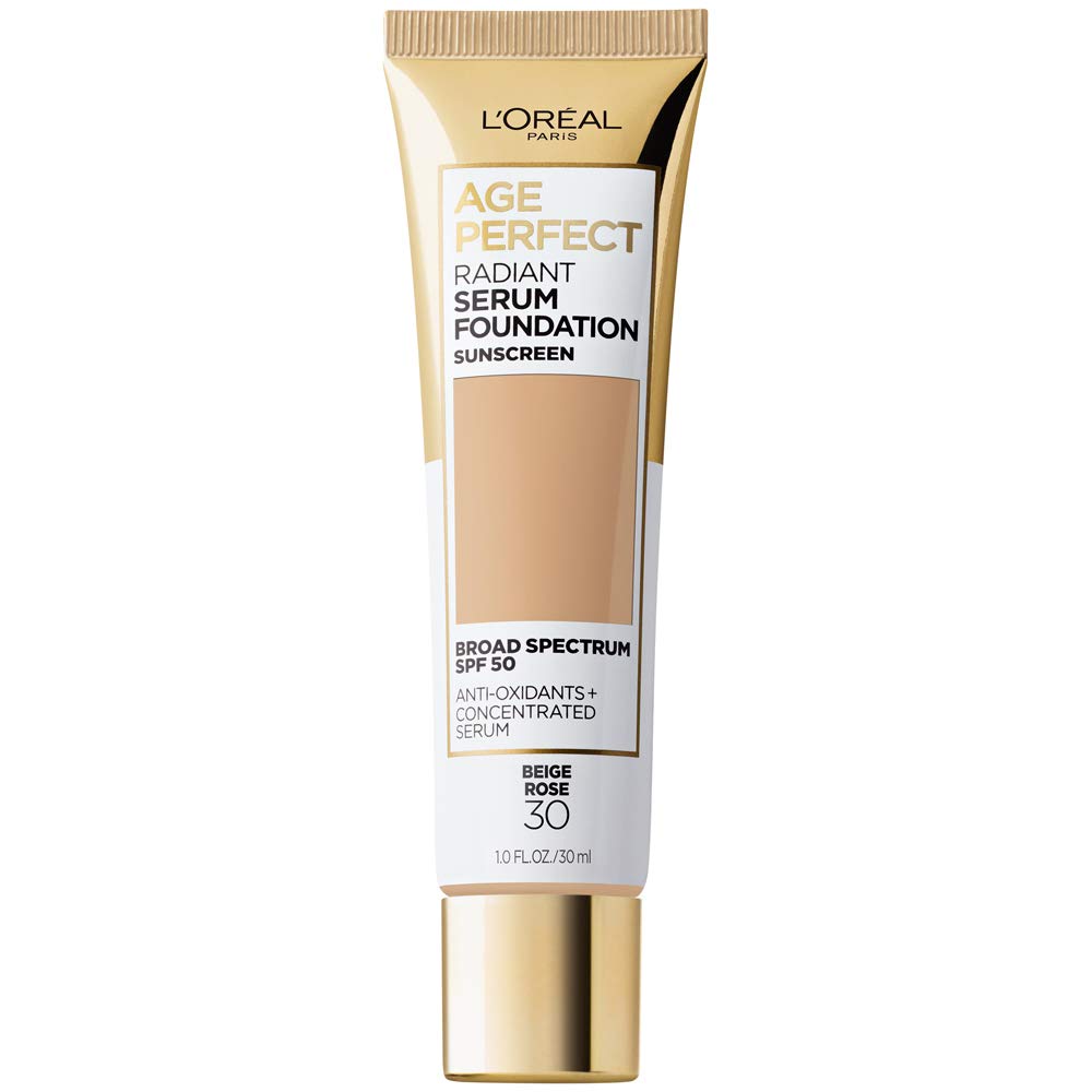 L'Oreal Paris Age Perfect Radiant Serum Foundation SPF 50 – Beige Rose, 1 fl oz