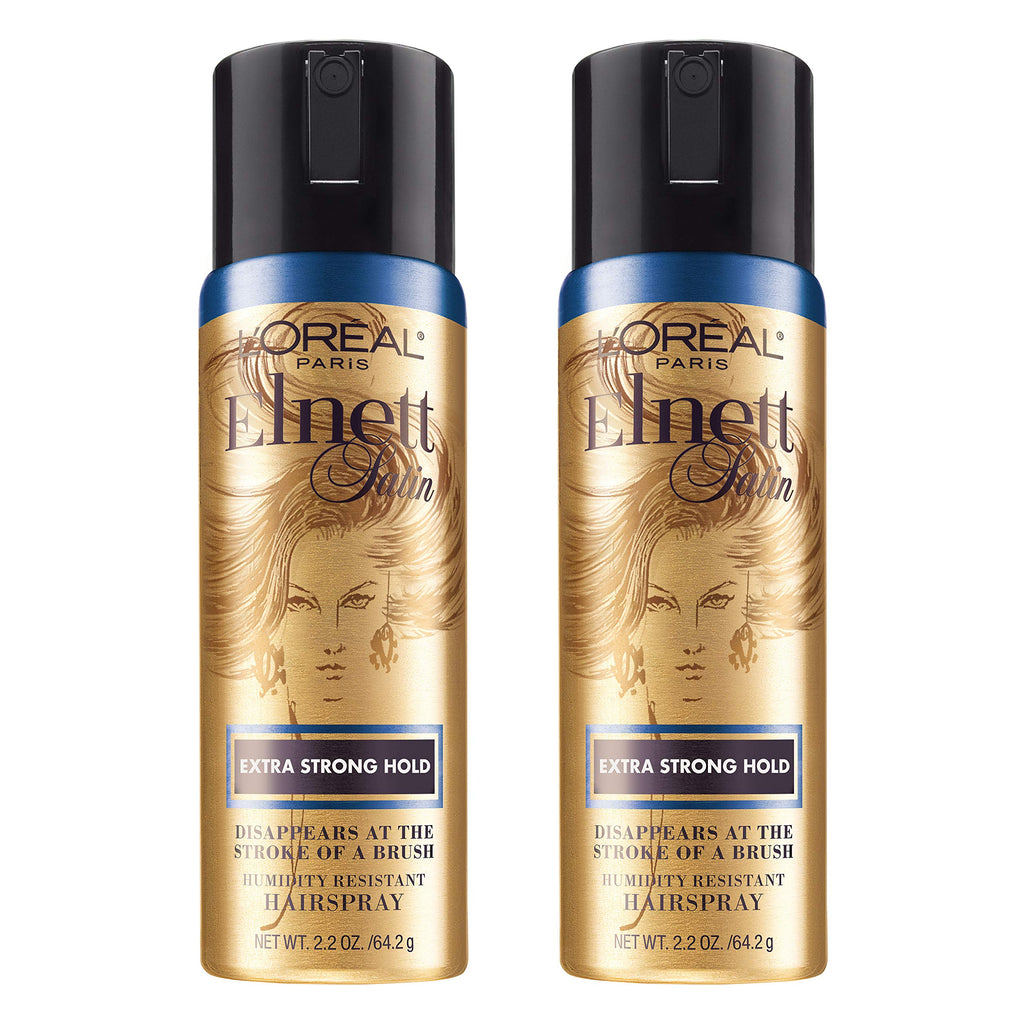 L'Oreal Paris Elnett Extra Strong Hold Hairspray – Travel Size, Humidity Resistant (2 x 2.2 oz)