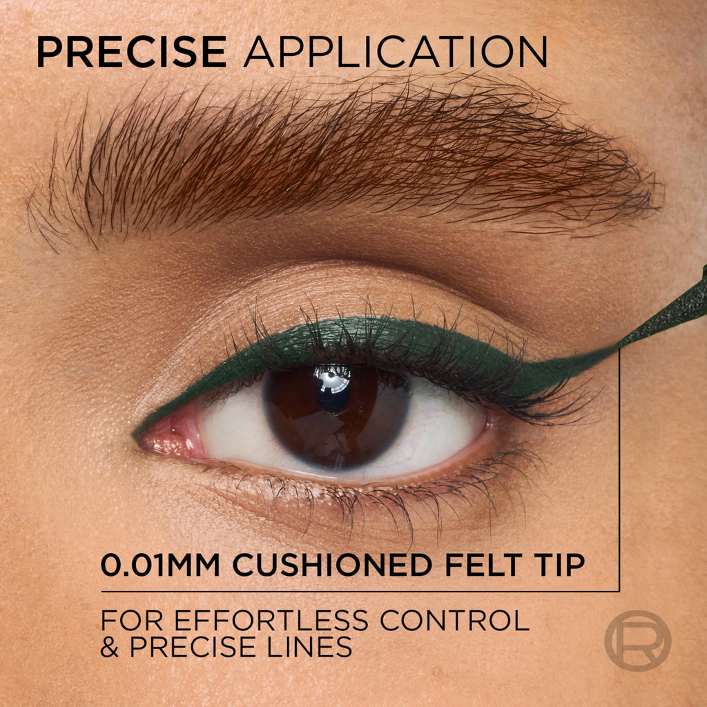 L'Oreal Paris Haute Precision Waterproof Liquid Eyeliner – 040 Green Velvet, 28HR Wear, Micro-Tip