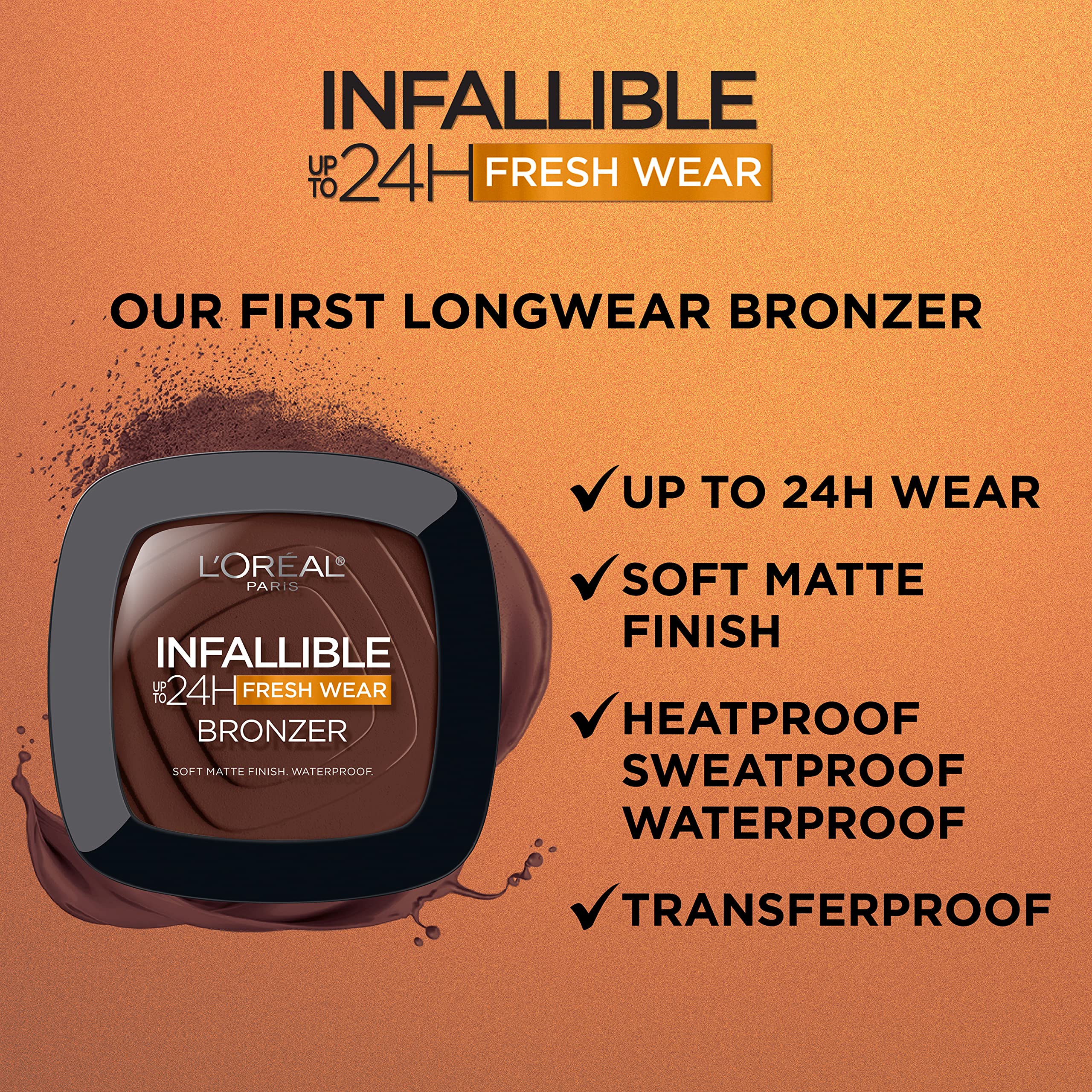 L'Oreal Paris Infallible Soft Matte Bronzer | Up to 24H Wear, Waterproof & Transfer-Proof, 0.31 oz