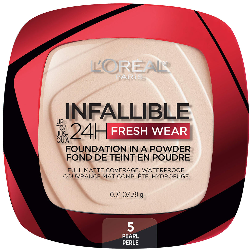 L'Oréal Paris Infallible Fresh Wear Foundation in a Powder – 24H Wear, Waterproof, Pearl, 0.31 oz