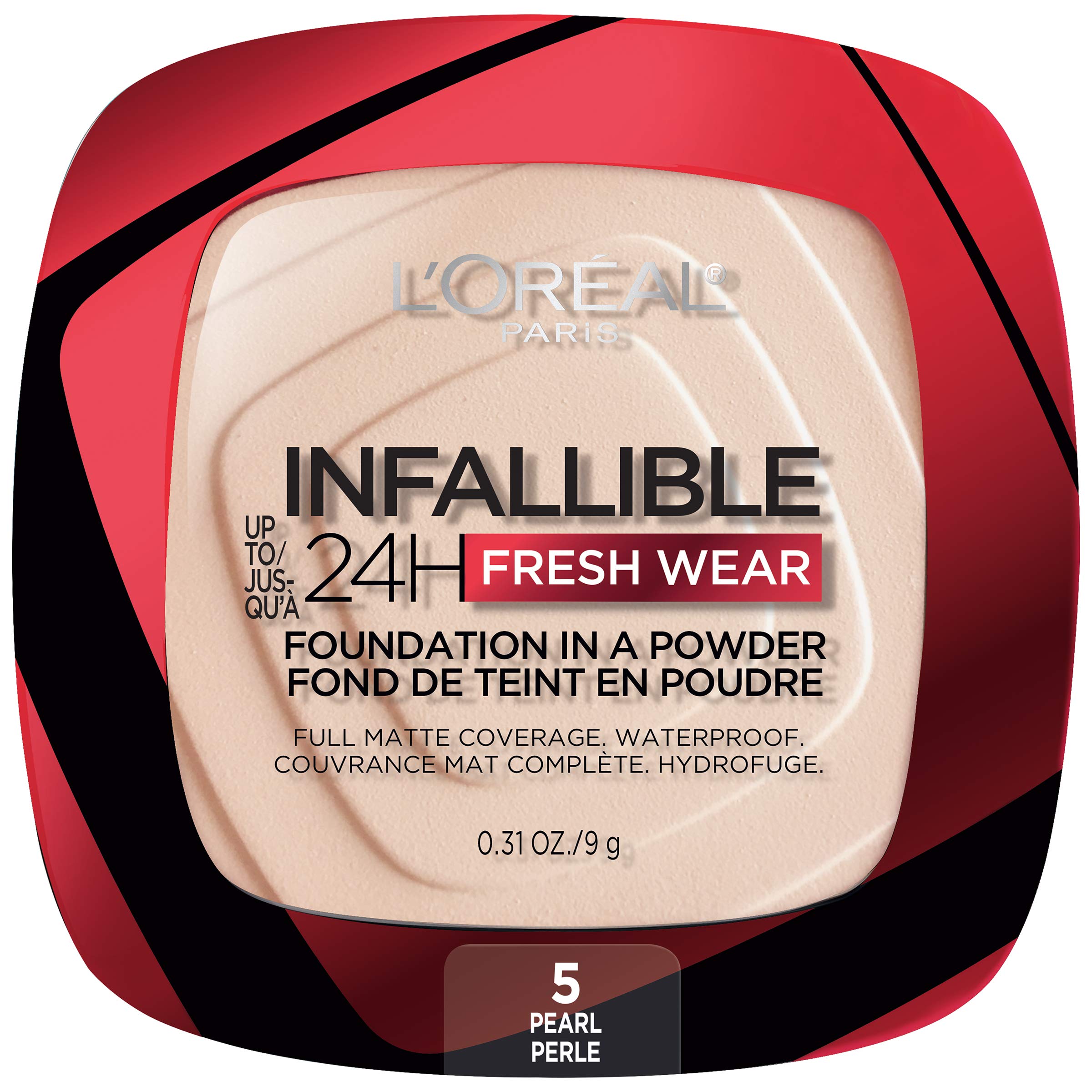 L'Oréal Paris Infallible Fresh Wear Foundation in a Powder – 24H Wear, Waterproof, Pearl, 0.31 oz
