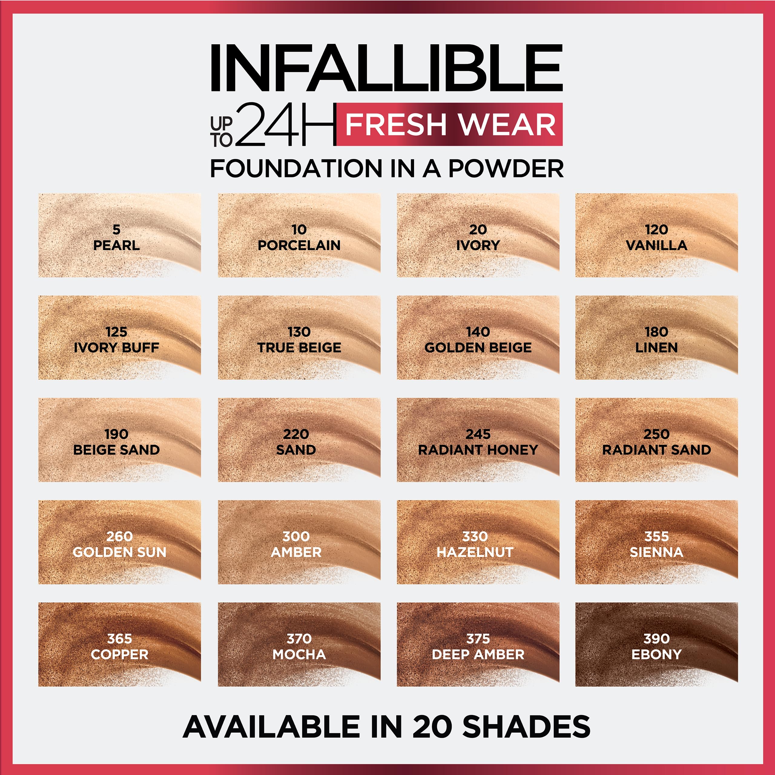 L'Oreal Paris Infallible Fresh Wear Foundation in a Powder - Up to 24H Wear, Waterproof, Beige Sand