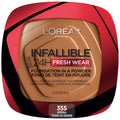 L'Oreal Paris Infallible Fresh Wear Foundation in a Powder – Up to 24H Matte, Waterproof, Sienna 0.31 oz