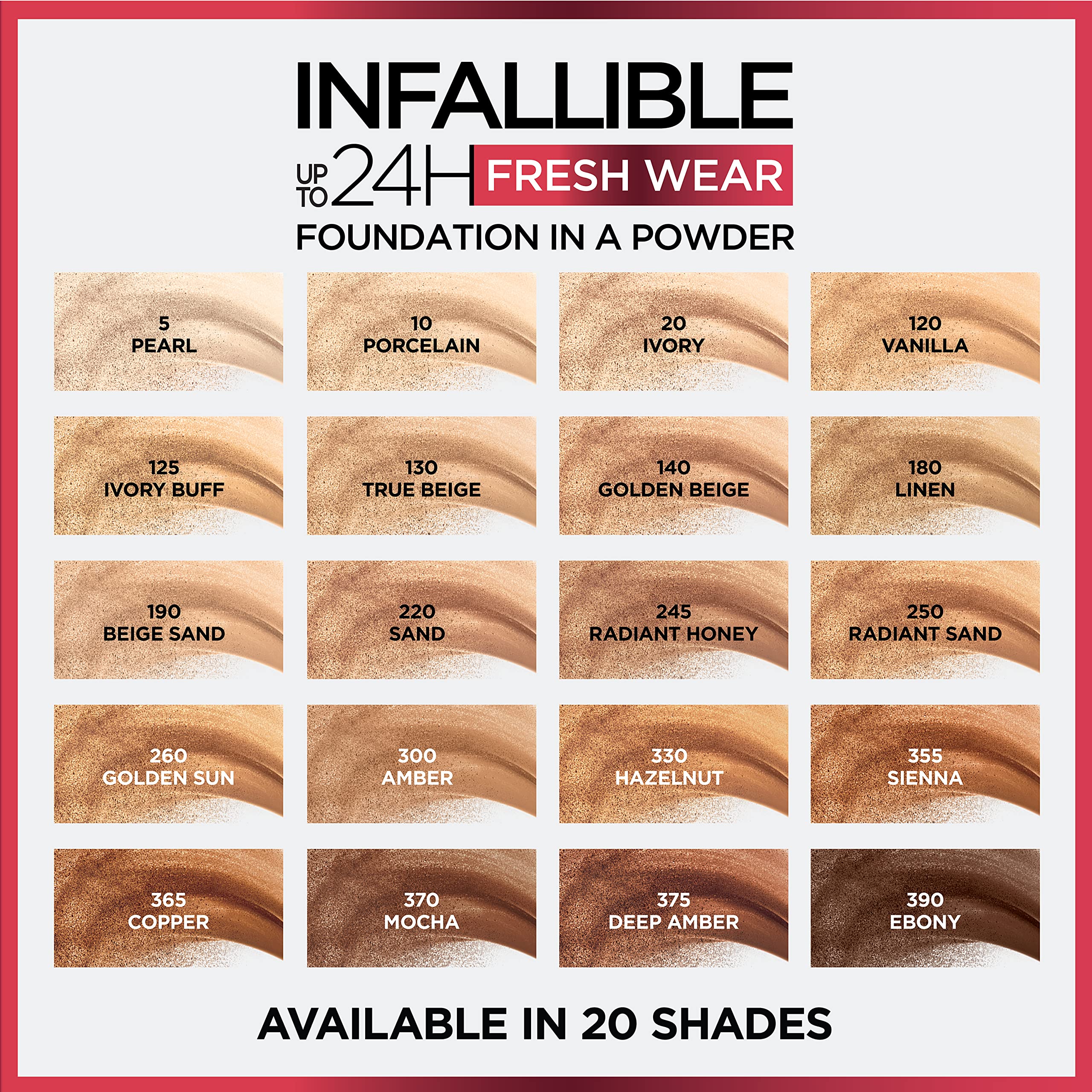 L'Oreal Paris Infallible Fresh Wear Foundation in a Powder – Up to 24H Matte, Waterproof – Golden Sun