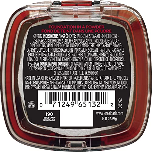 L'Oreal Paris Infallible Fresh Wear Foundation in a Powder - Up to 24H Wear, Waterproof, Beige Sand