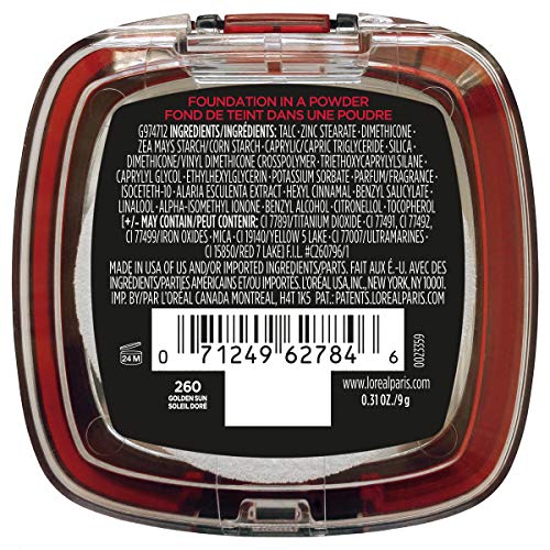 L'Oreal Paris Infallible Fresh Wear Foundation in a Powder – Up to 24H Matte, Waterproof – Golden Sun