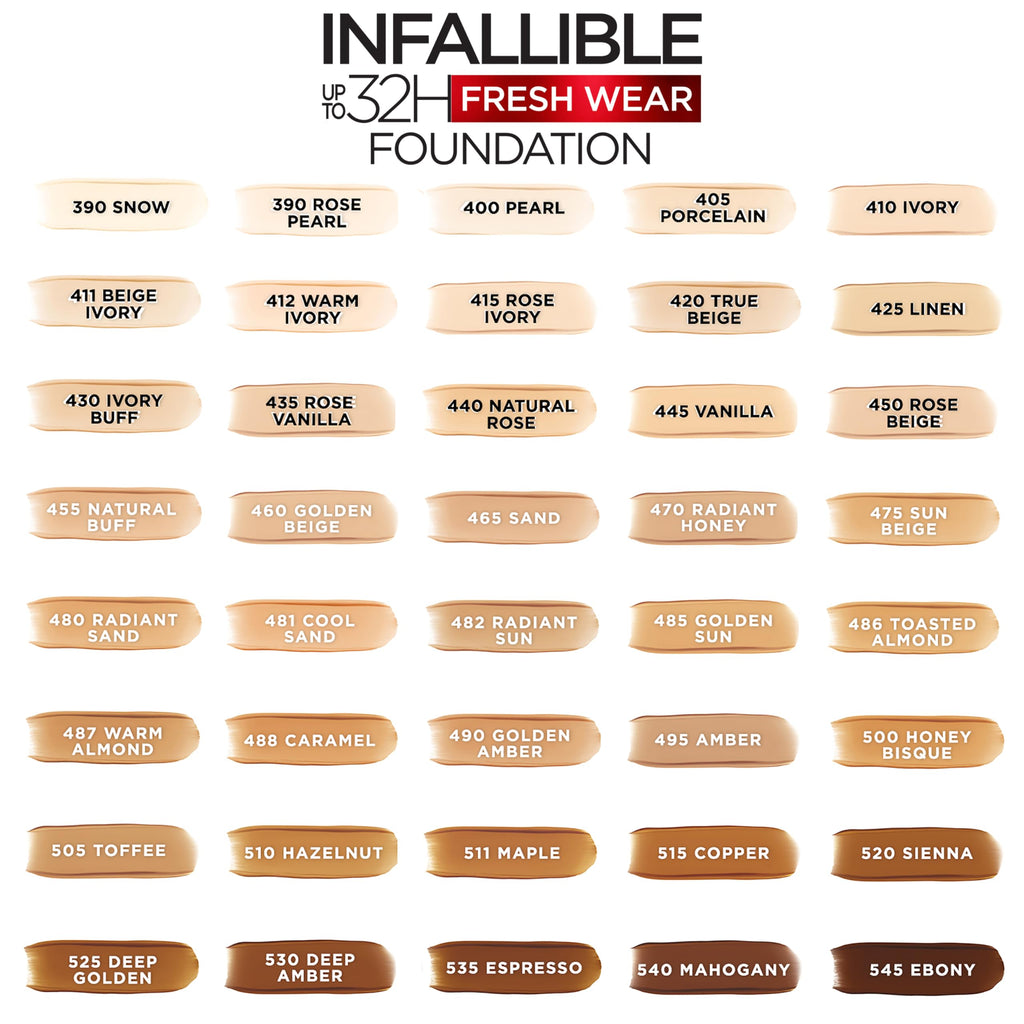 L'Oreal Paris Infallible Fresh Wear Foundation 530 Deep Amber – Lightweight, Longwear, SPF 25, 1 oz